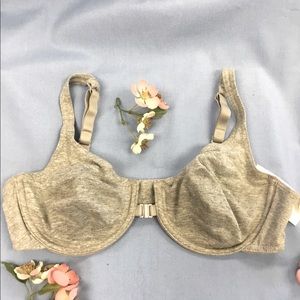 Gap Front Closure Bra Gray Cotton 36B NWT